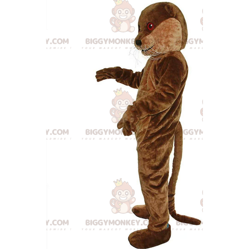 BIGGYMONKEY™ mascottekostuum bruine otter met rode ogen