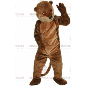 BIGGYMONKEY™ mascot costume brown otter with red eyes, river