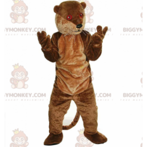 BIGGYMONKEY™ mascot costume brown otter with red eyes, river