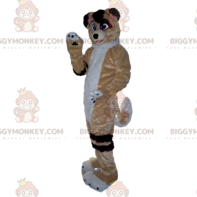 Traje de mascote de cachorro tricolor BIGGYMONKEY™, fantasia de