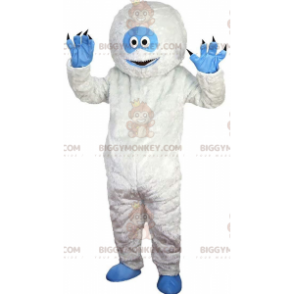 Costume de mascotte BIGGYMONKEY™ de yéti blanc et bleu, très