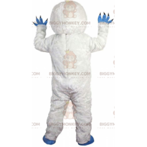 Costume de mascotte BIGGYMONKEY™ de yéti blanc et bleu, très