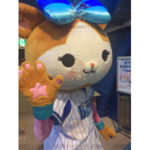 BIGGYMONKEY™ mascot costume of small brown and white rabbit