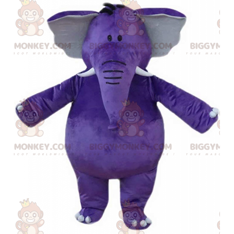 Purple Elephant BIGGYMONKEY™ maskotdräkt, jätte, fyllig och