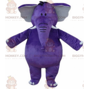 Traje de mascote de elefante roxo BIGGYMONKEY™, gigante, gordo