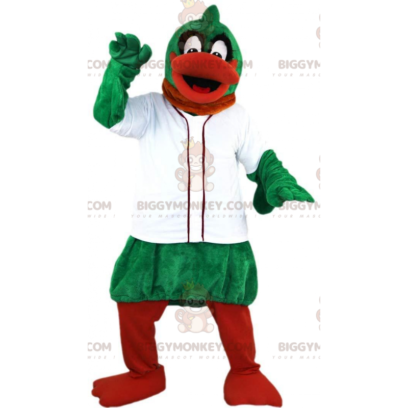 Disfraz de mascota BIGGYMONKEY™ de pato verde y naranja con