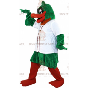 Costume de mascotte BIGGYMONKEY™ de canard vert et orange avec