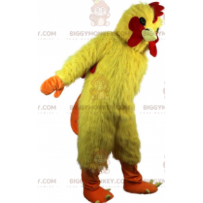 BIGGYMONKEY™ mascot costume chicken, yellow and red rooster