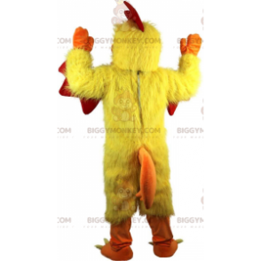 BIGGYMONKEY™ mascot costume chicken, yellow and red rooster