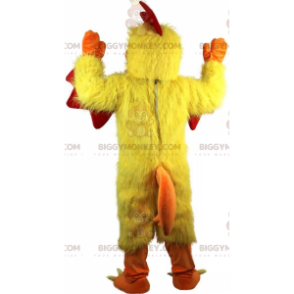 BIGGYMONKEY™ maskot kostume kylling, gul og rød hane, høne