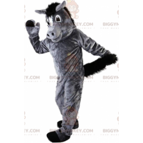 BIGGYMONKEY™ costume da mascotte cavallo grigio e nero, costume