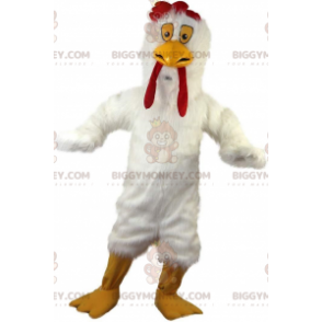 Στολή μασκότ BIGGYMONKEY™ γιγάντια λευκή κότα, στολή