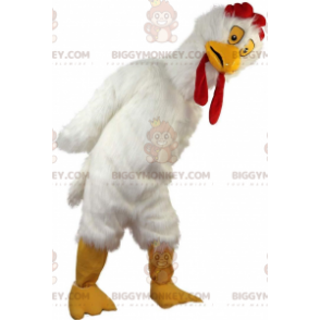 Traje de mascote BIGGYMONKEY™, galinha branca gigante, fantasia