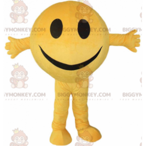 Geel smiley BIGGYMONKEY™-mascottekostuum, rond kostuum voor