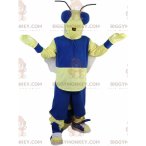 BIGGYMONKEY™ maskotdräkt fluga, gult och blått bi, insektsdräkt