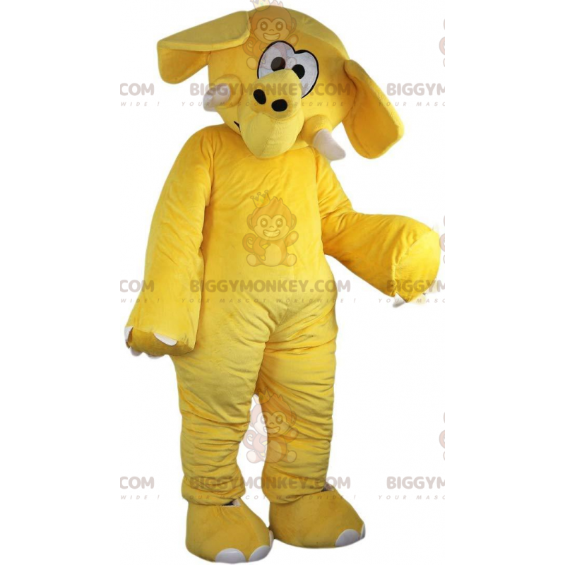 Costume de mascotte BIGGYMONKEY™ d'éléphant jaune, costume