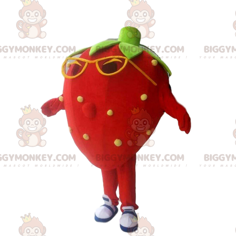 Red strawberry BIGGYMONKEY™ mascot costume, strawberry costume