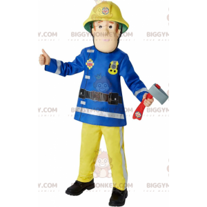 Brandmand BIGGYMONKEY™ maskotkostume med uniform og hjelm -
