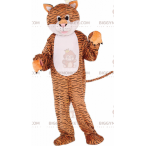 Costume de mascotte BIGGYMONKEY™ de tigre marron et blanc avec