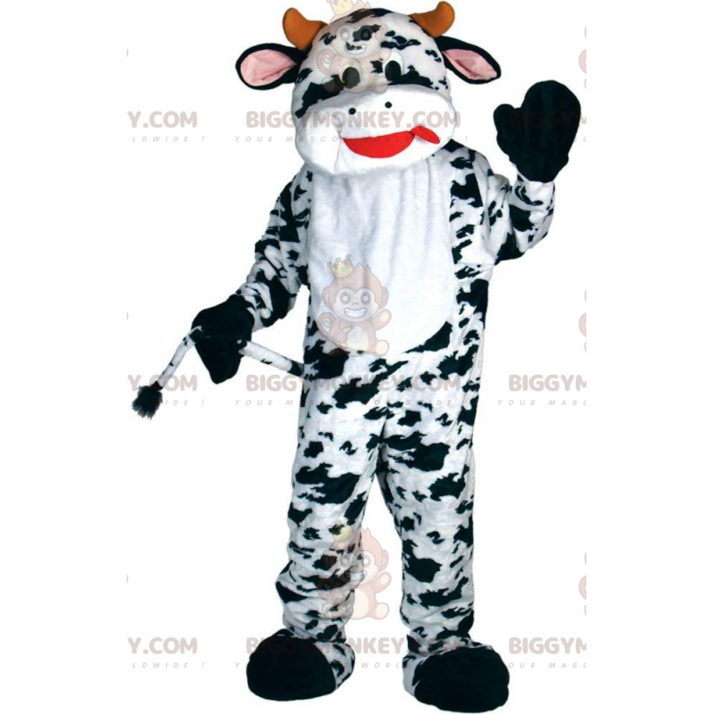 Disfraz de mascota BIGGYMONKEY™ de vaca blanca y negra, disfraz
