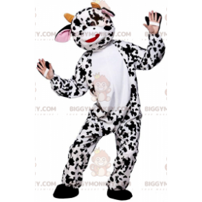 BIGGYMONKEY™ Mascot Costume Giant White Cow with Brown Spots -