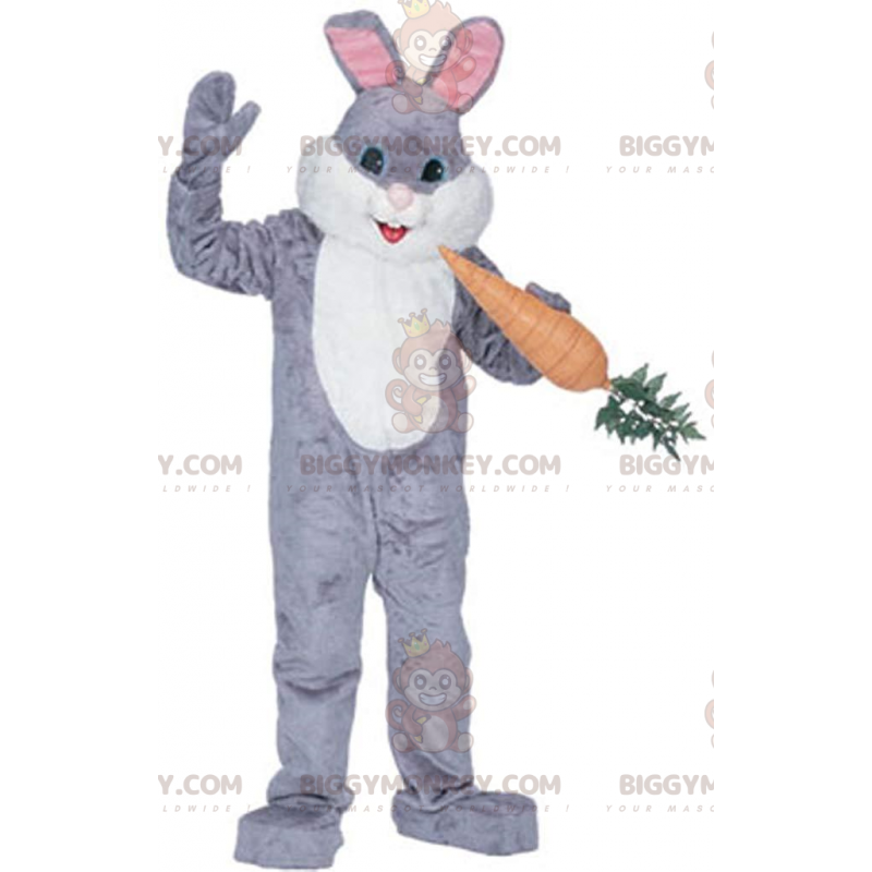 BIGGYMONKEY™ Mascottekostuum grijs en wit konijn met