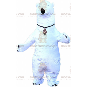 BIGGYMONKEY™ oppustelig isbjørnmaskotkostume, kæmpe