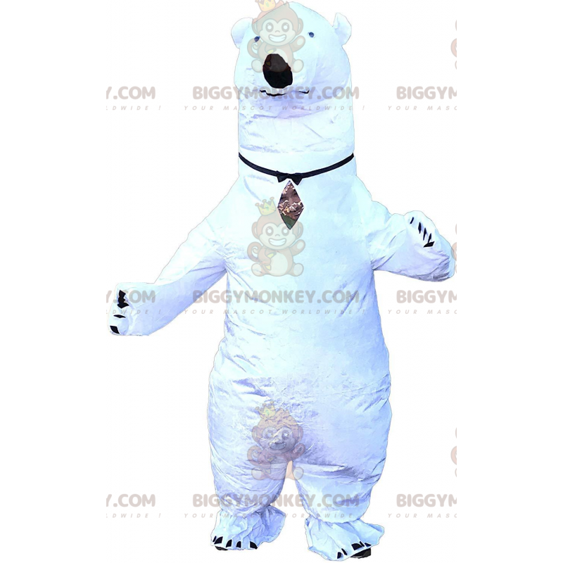 BIGGYMONKEY™ puhallettava jääkarhun maskottiasu, jättiläinen