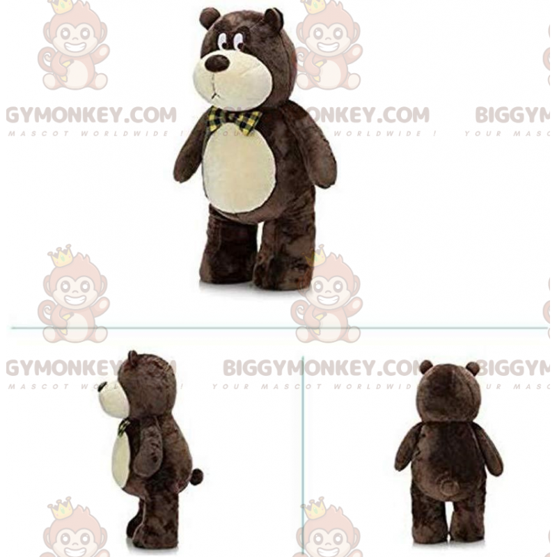 Brown and beige teddy BIGGYMONKEY™ mascot costume, cute bear