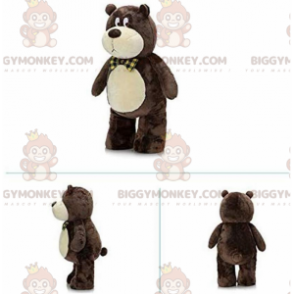 Brown and beige teddy BIGGYMONKEY™ mascot costume, cute bear