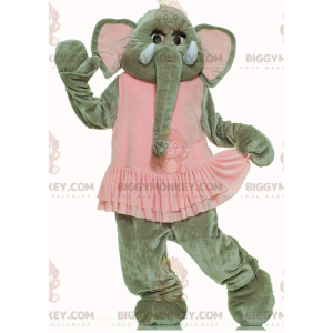 Costume de mascotte BIGGYMONKEY™ d'éléphant gris avec un tutu