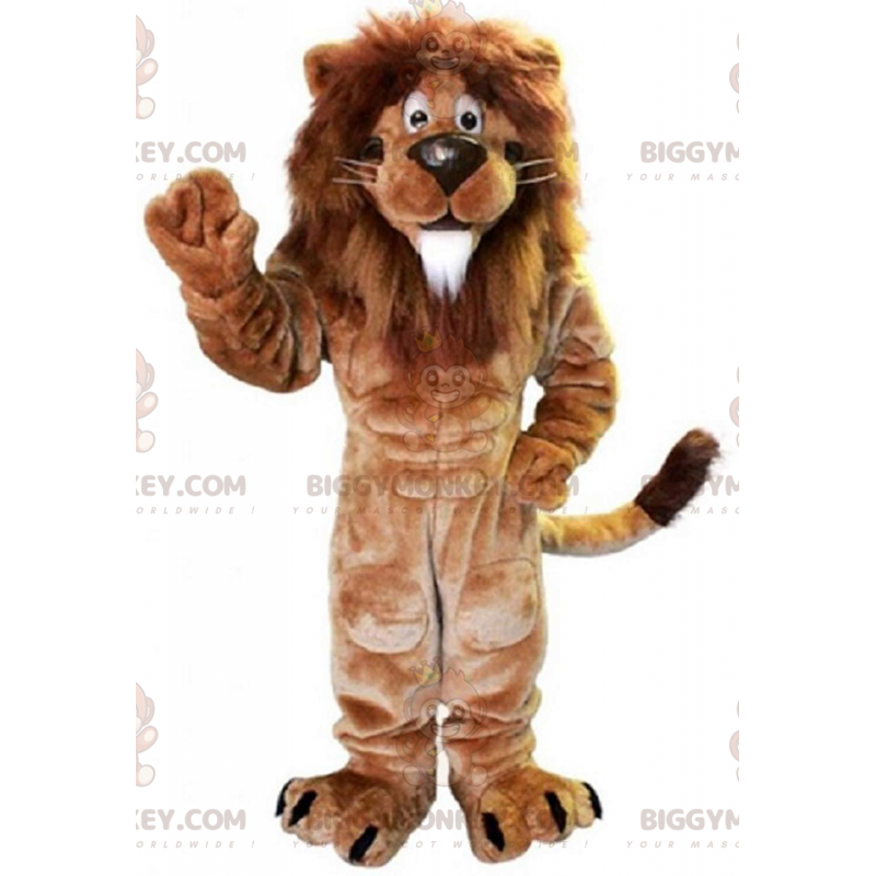 Costume de mascotte BIGGYMONKEY™ de lion musclé marron avec une