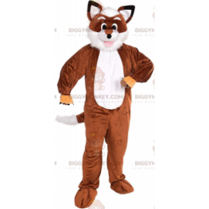 Traje de mascote BIGGYMONKEY™ de raposa marrom e branca