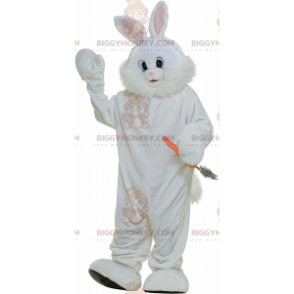 Costume mascotte gigante peloso coniglio bianco BIGGYMONKEY™