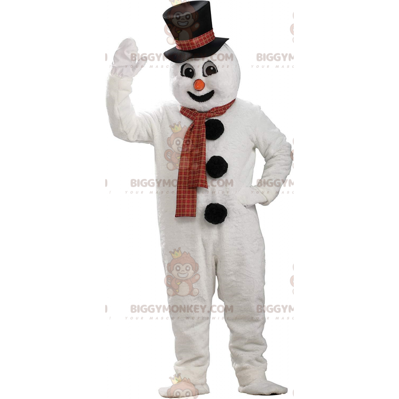 BIGGYMONKEY™ costume mascotte pupazzo di neve bianco, gigante