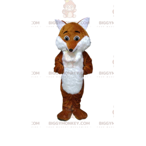 Orange and white fox BIGGYMONKEY™ mascot costume, forest