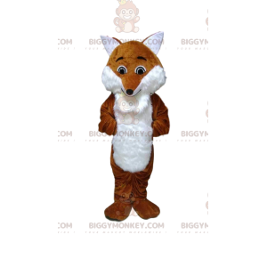 Traje de mascote BIGGYMONKEY™ de raposa laranja e branca, traje