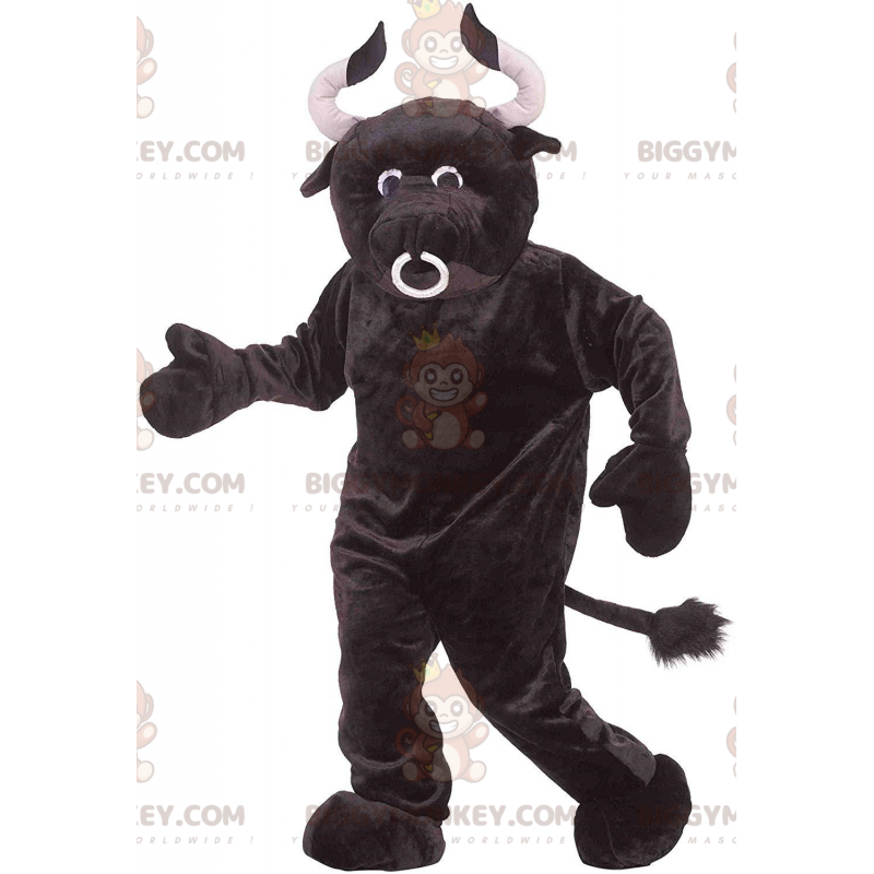 BIGGYMONKEY™ maskotkostume af tyr med store horn, bondedragt -