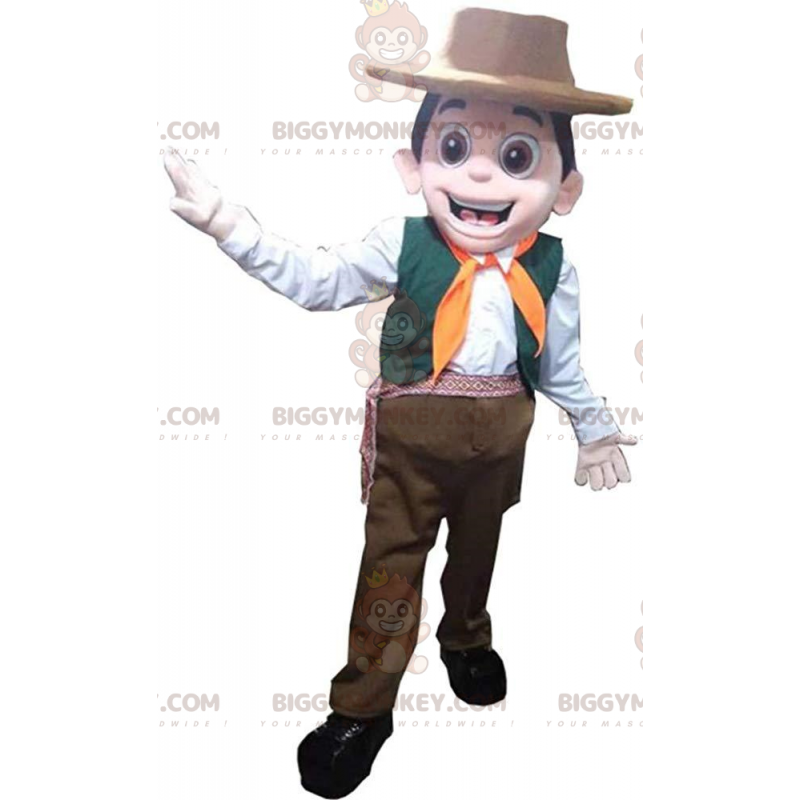 Costume de mascotte BIGGYMONKEY™ de fermier, de paysan, costume