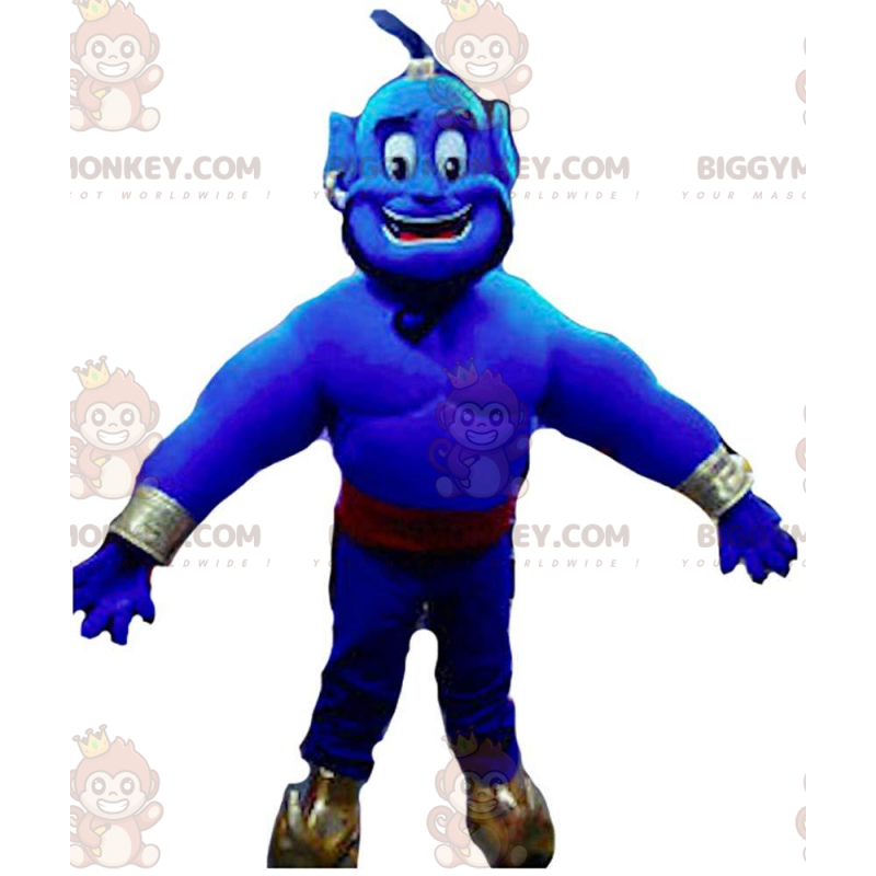 Genie BIGGYMONKEY™ maskotdräkt, känd blå karaktär i Aladdin -