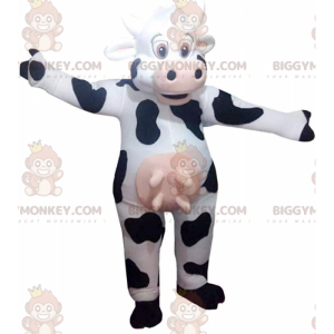 Disfraz de mascota BIGGYMONKEY™ de vaca blanca y negra, disfraz