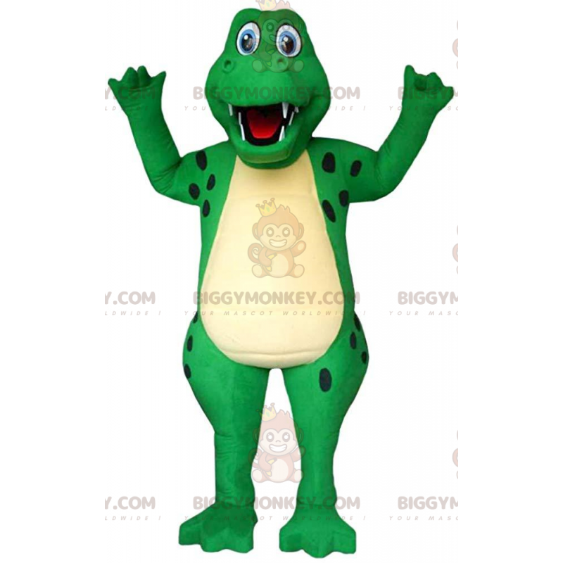 Grøn og gul krokodille BIGGYMONKEY™ maskot kostume, alligator