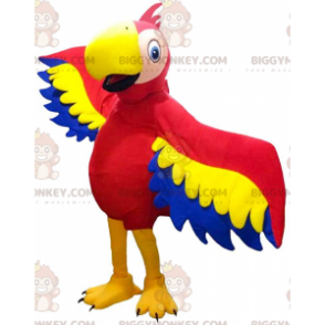 Maskotka BIGGYMONKEY™ czerwona, żółta i niebieska papuga