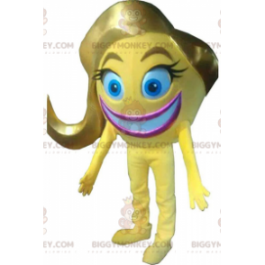 BIGGYMONKEY™ mascot costume yellow smiley, emoticon, female