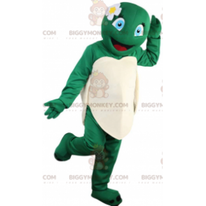 BIGGYMONKEY™ mascot costume of female and smiling turtle