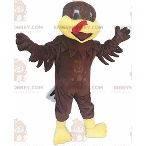 Brown and yellow turkey BIGGYMONKEY™ mascot costume, farm