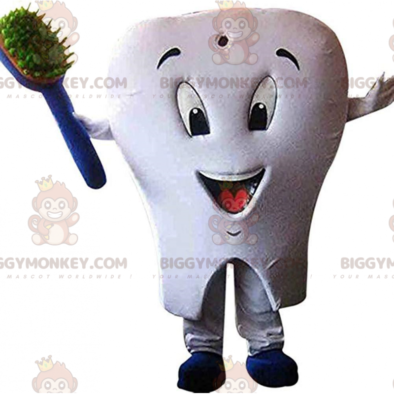 Traje de mascote BIGGYMONKEY™ de dente branco gigante, fantasia