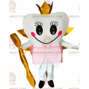 Costume da mascotte BIGGYMONKEY™ con dente alato con corona