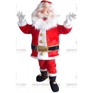 BIGGYMONKEY™ maskotkostume Skægget og jovial julemand i rødt og