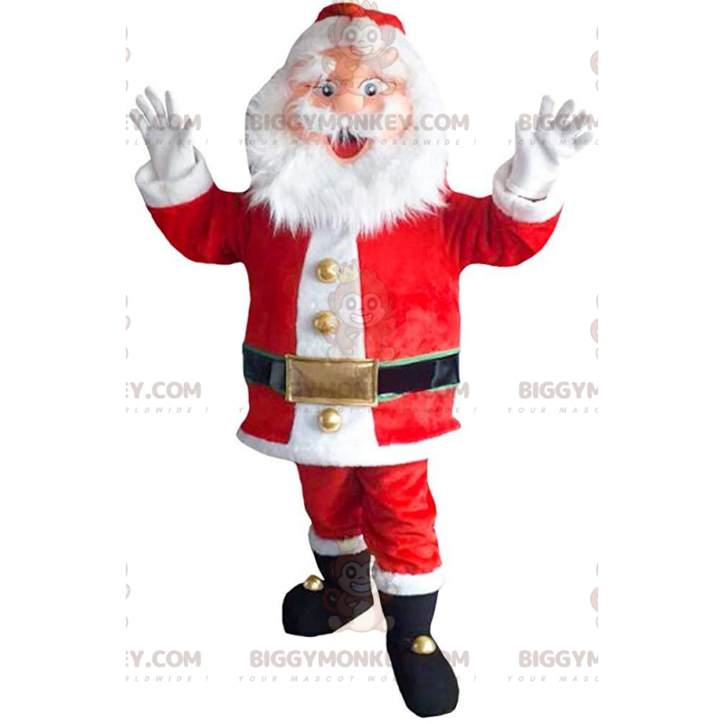 Disfraz de mascota BIGGYMONKEY™ Papá Noel barbudo y jovial en